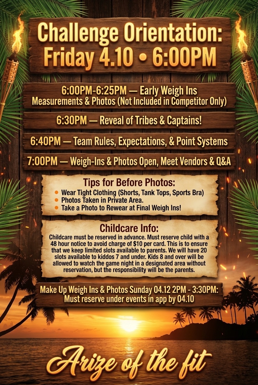Challenge Orientation Schedule