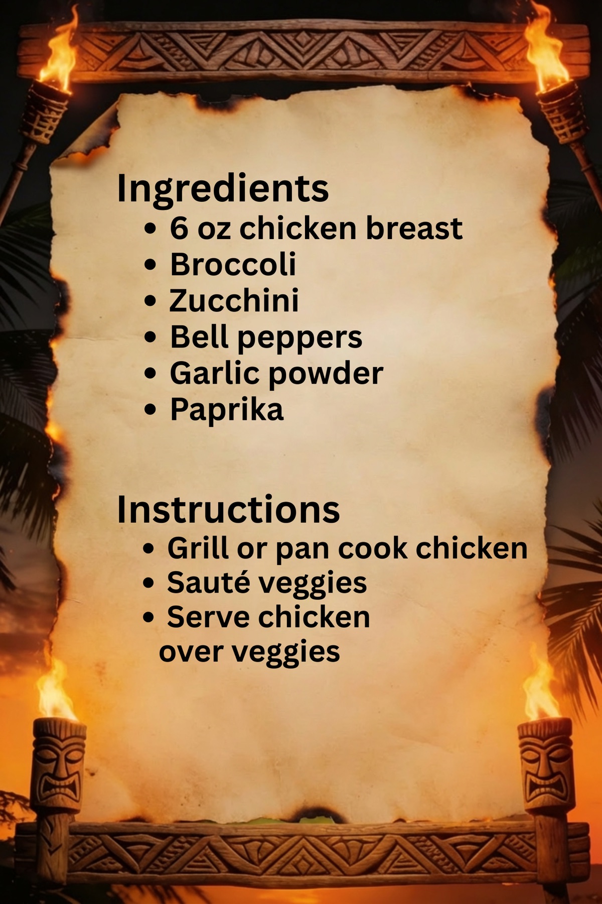 Chicken Veggie Bowl Recipe Card