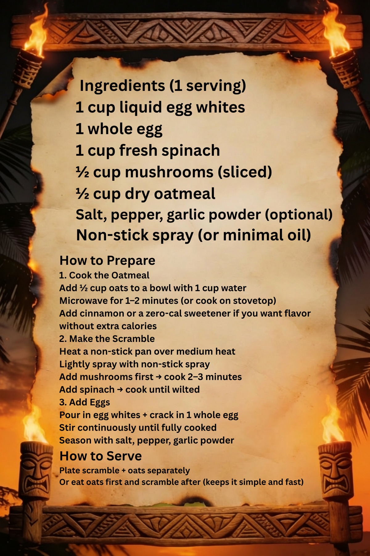 Egg White Scramble & Oats Recipe Card