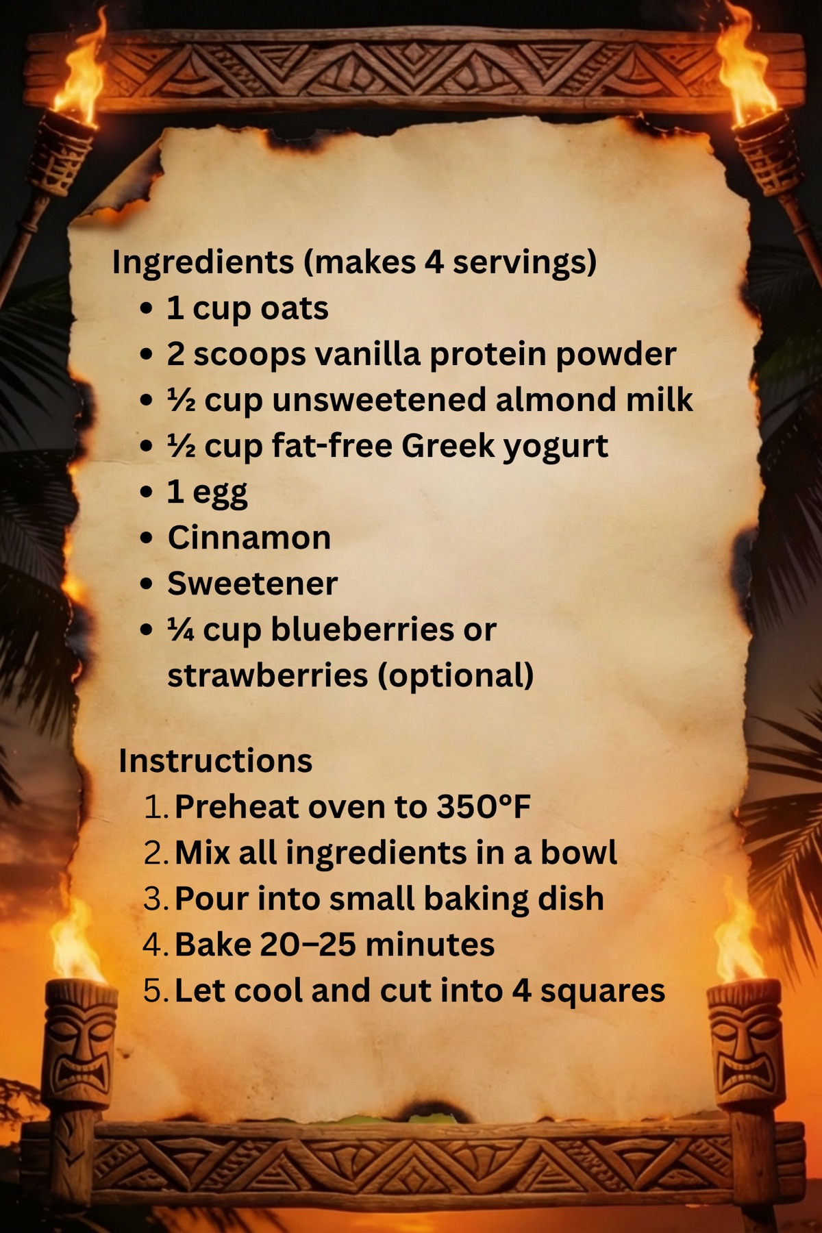 Oatmeal Squares Recipe Card