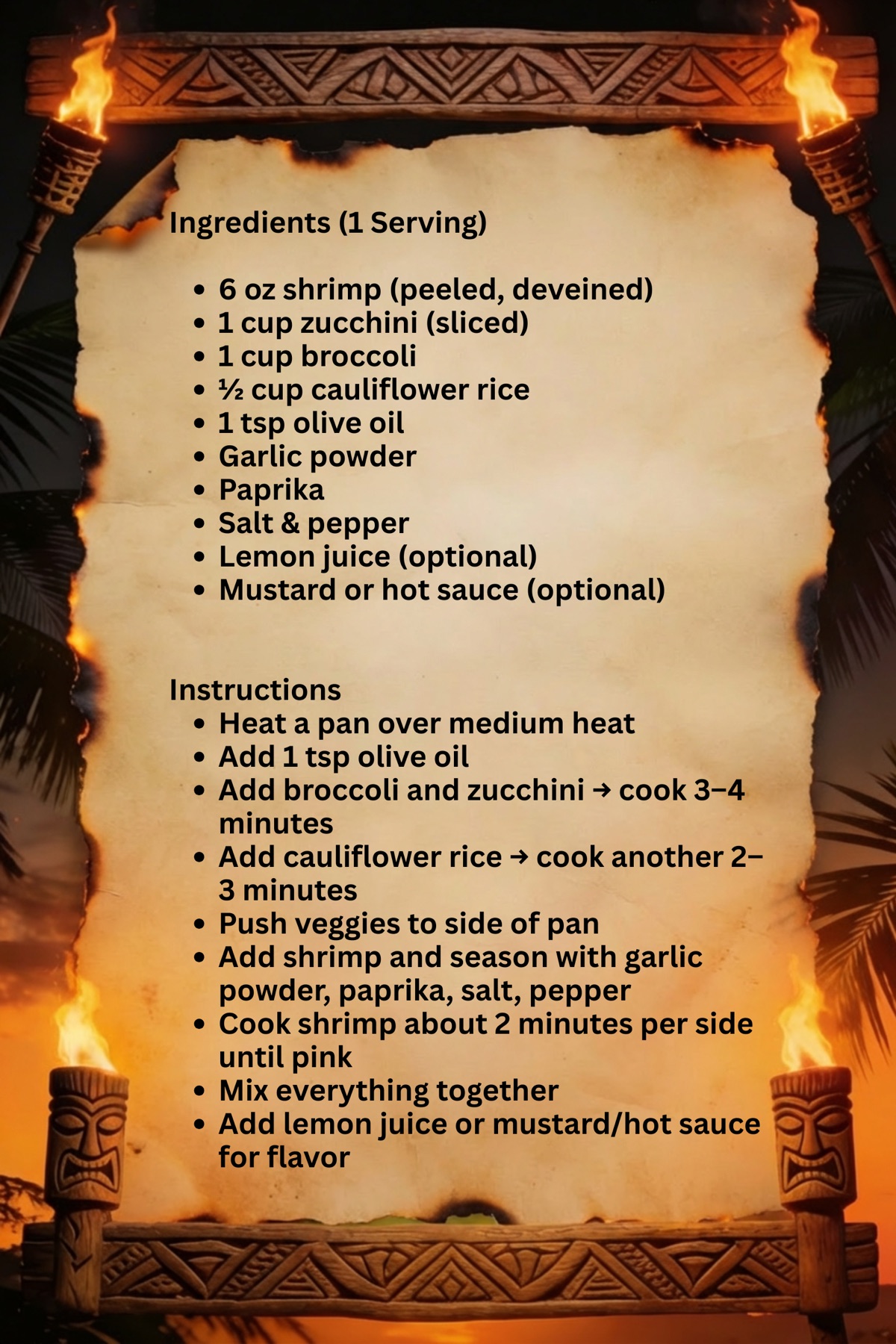 Shrimp Veggie Bowl Recipe Card