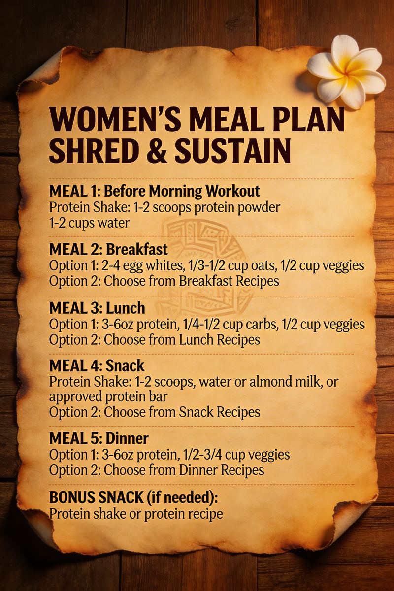 Women's Meal Plan - Shred & Sustain
